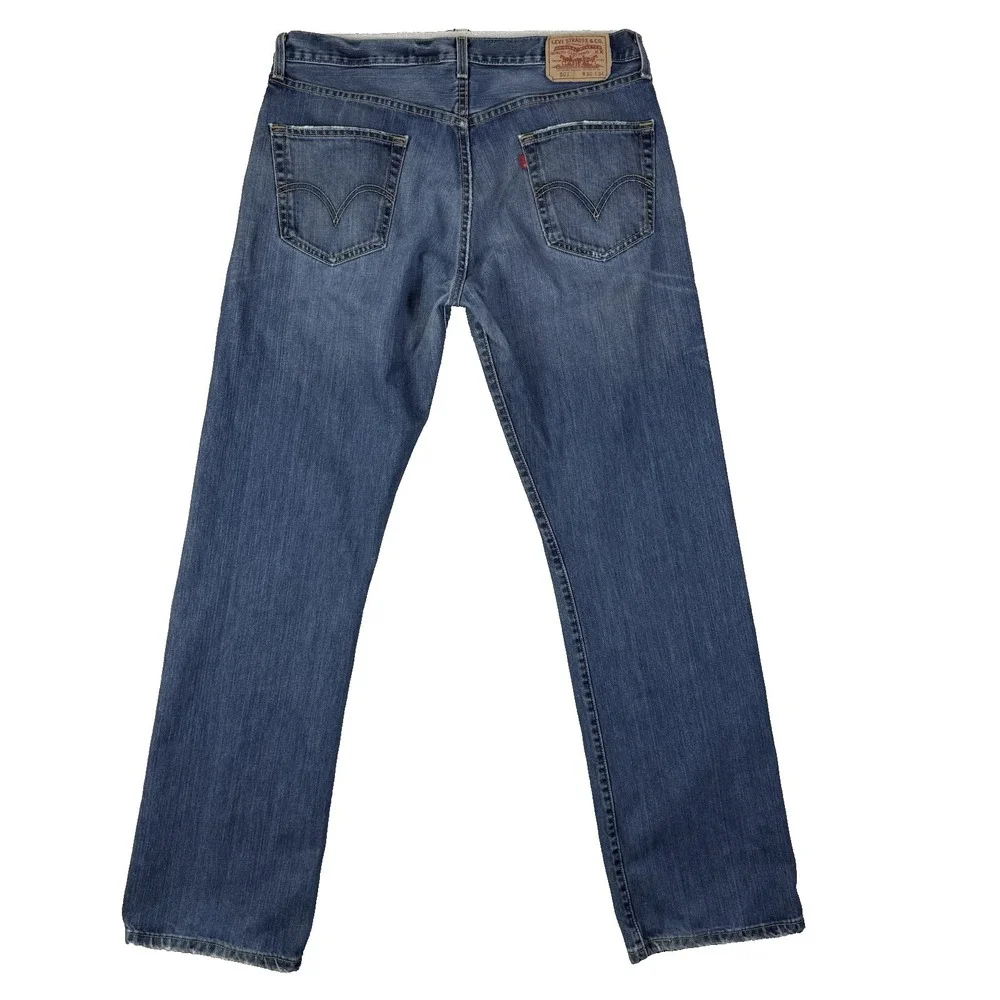 2000s Levis 501 Jeans 36 x 34 Medium Wash Denim Button Fly Mexico Paper Tag